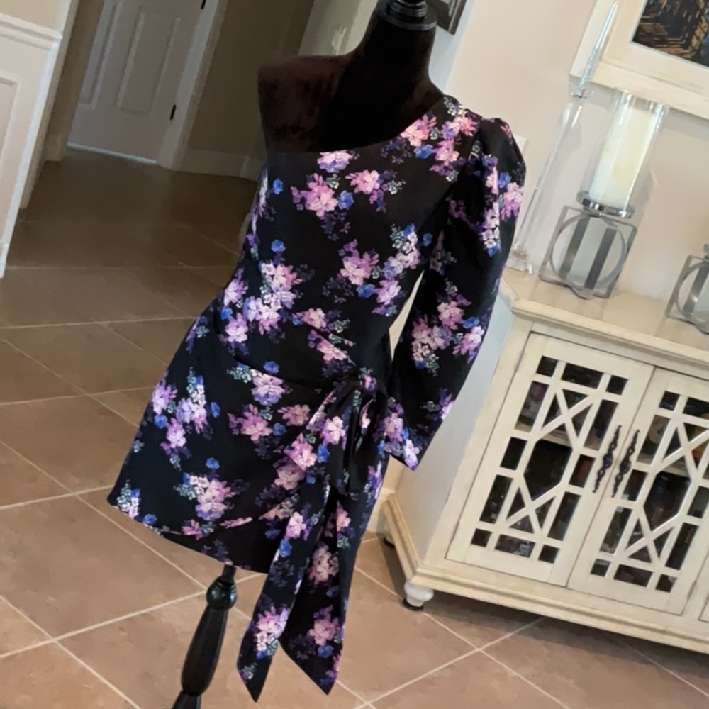 lovers + friends Sullie minidress, one shoulder, side zip, size M